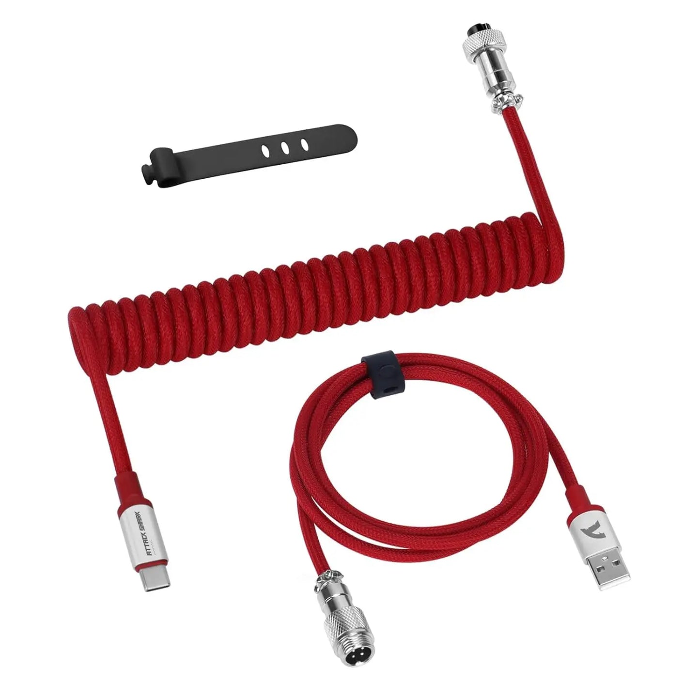 ATTACK SHARK C01 PRO Coiled USB C Cable for Gaming Keyboard, Custom Braided Double-Sleeved Mechanical Keyboard Charger Cable