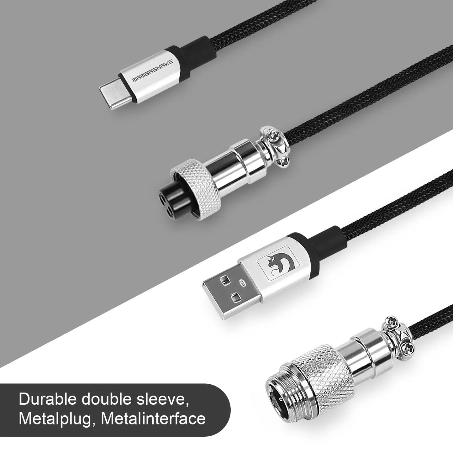 ATTACK SHARK C01 PRO Coiled USB C Cable for Gaming Keyboard, Custom Braided Double-Sleeved Mechanical Keyboard Charger Cable