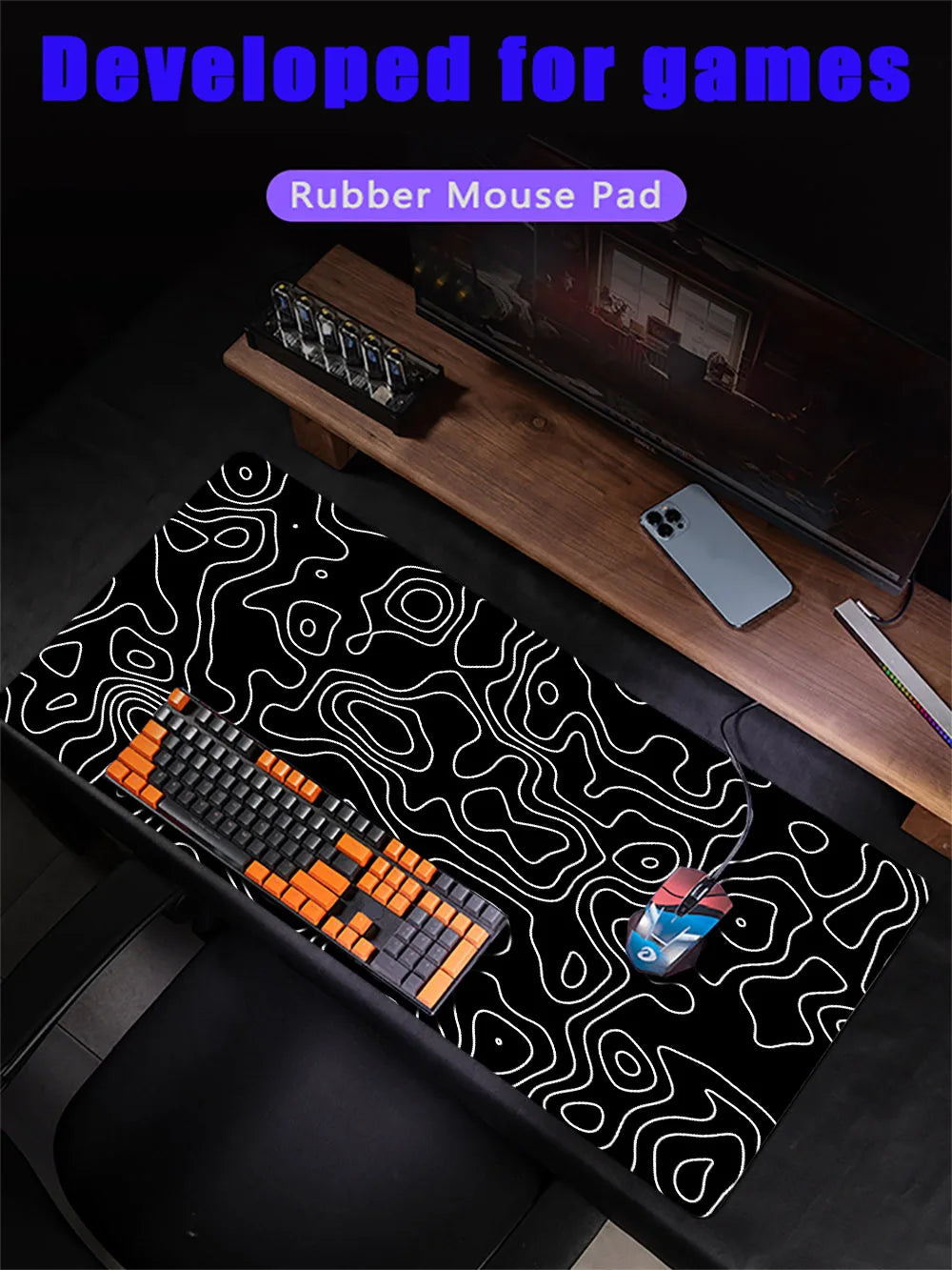 Abstract Line Rubber Office Gaming Computer Desktop Mat Desk Pad Accessories Large Mouse Mat Pc Gamer for Compuradora Writing