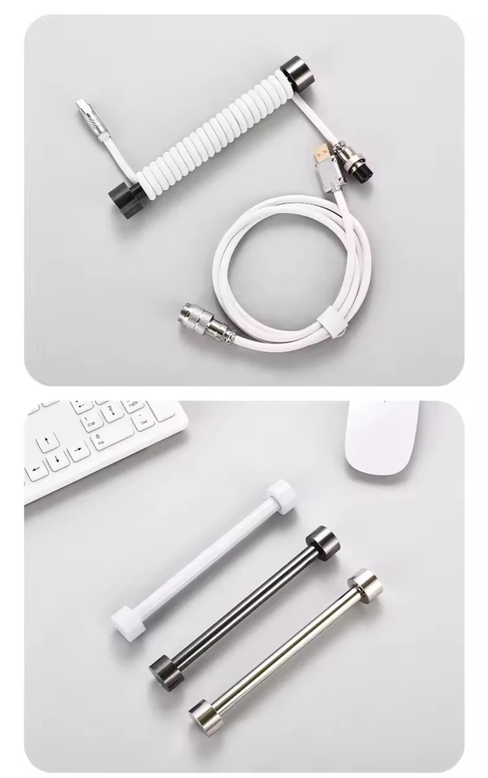 NNBILI Coiled Cable Protection Rod Coiled Keyboard Cable Weight Rod Reel Stick Cable Organizer 18cm all-metal