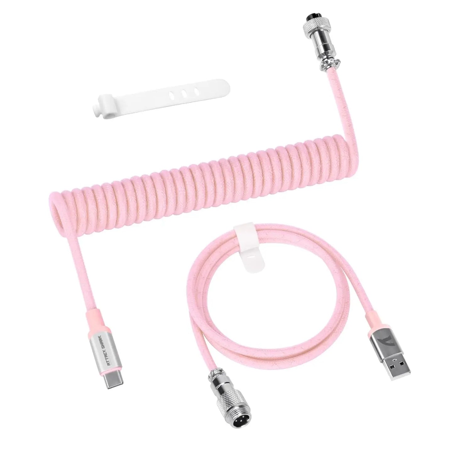 ATTACK SHARK C01 PRO Coiled USB C Cable for Gaming Keyboard, Custom Braided Double-Sleeved Mechanical Keyboard Charger Cable