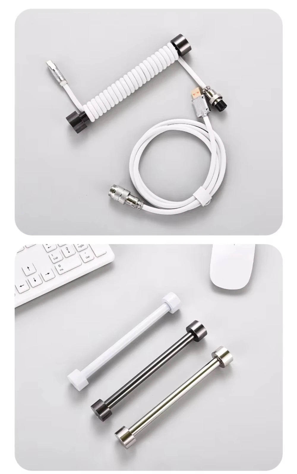 NNBILI Coiled Cable Protection Rod Coiled Keyboard Cable Weight Rod Reel Stick Cable Organizer 18cm all-metal