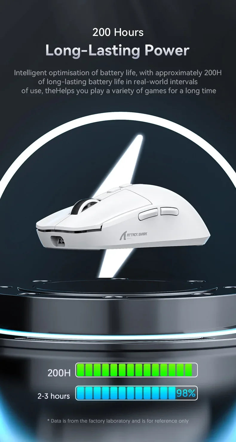 Attack Shark X6 Wireless Ergonomic Gaming Mouse Adjustable DPI Wired 2.4G/Bluetooth High Precision Rechargeable Mice